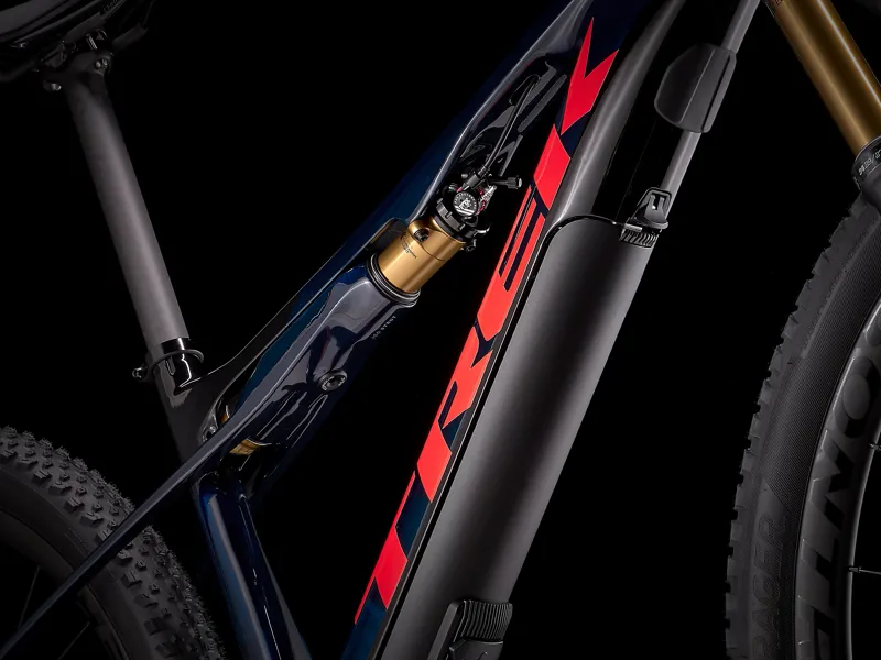 2021 Trek E-Caliber 9.9 XTR Electric Mountain Bike Blue Smoke and Coral-5